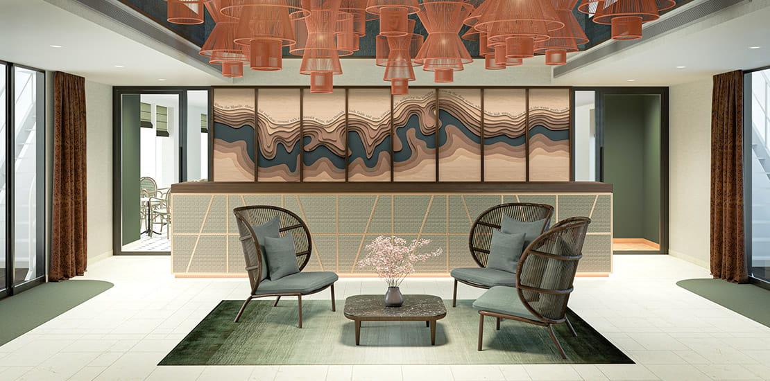 An artist's impression of the Reception area on Spirit of the Moselle